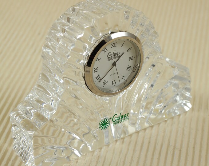 Mini Mantel Vintage Quartz Clock From Crystal Glass Miniature Made in