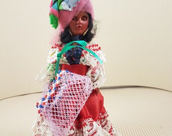 Vintage mini folklore ethnic plastic doll collectible