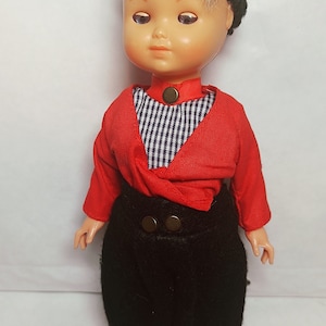 Vintage mini folklore ethnic plastic doll collectible boy