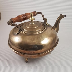 Little brass vintage kettle teapot kettle arabian with wooden handle