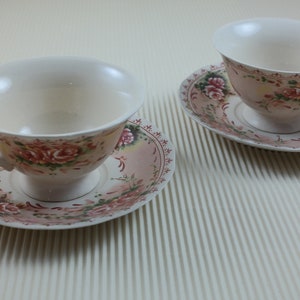 Vintage Limoges Tea Cup Set: French Floral Porcelain, Set of 2