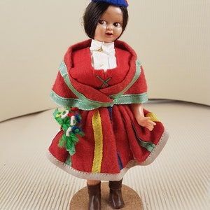 Vintage mini folklore ethnic plastic doll collectible