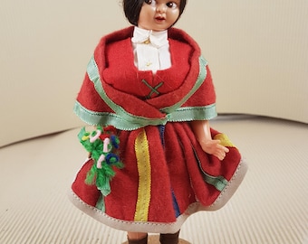 Vintage mini folklore ethnic plastic doll collectible