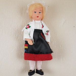 Vintage mini folklore ethnic plastic doll collectible