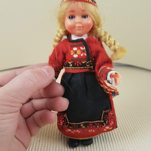 Vintage mini folklore ethnic plastic doll collectible