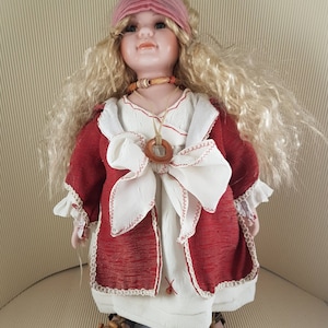Vintage bisque porcelain doll collectible medium size blond punk