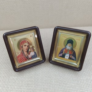 Russian Orthodox Icon - Blessed Mary Icon - Holly Mary Icon - set of two mini icons