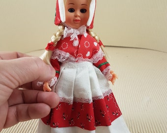 Vintage mini folklore ethnic plastic doll collectible