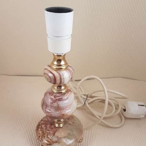Vintage cute lamp base onyx marble brass mid century italian