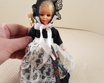 Vintage mini folklore ethnic plastic doll collectible