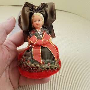 Vintage mini folklore ethnic plastic doll collectible