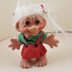 Vintage Thomas Dam Troll Doll, white hair,U.S.A.edition made in Denmark authentic