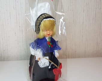 Vintage mini folklore ethnic plastic doll collectible