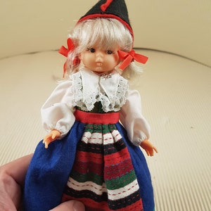 Vintage mini folklore ethnic plastic doll collectible