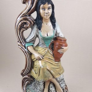 Vintage Capodimonte antique candleholder porcelain antique girl made in Italy