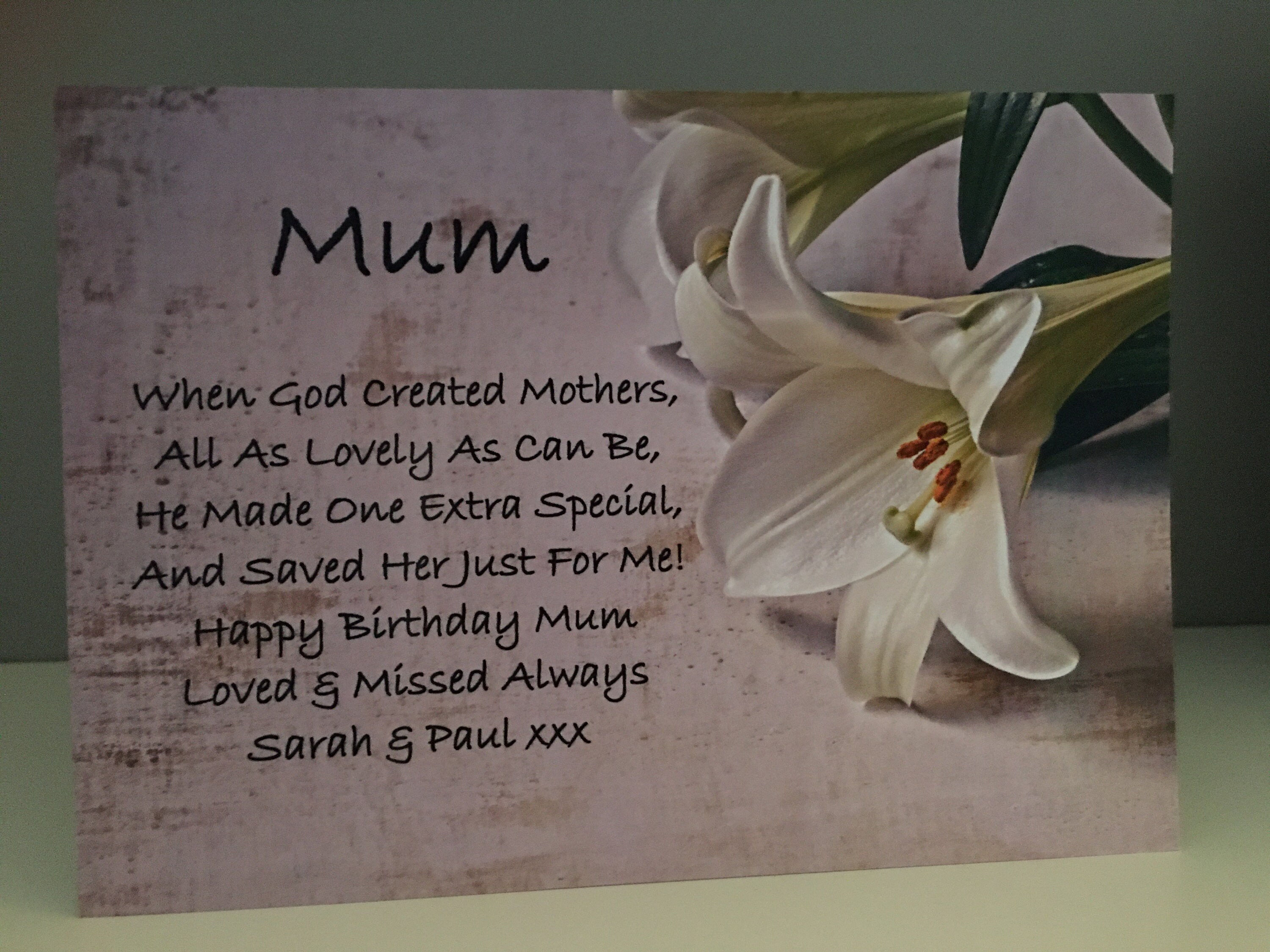 Personalised Laminated Grave Card Lilys Happy Birthday Mum Etsy UK