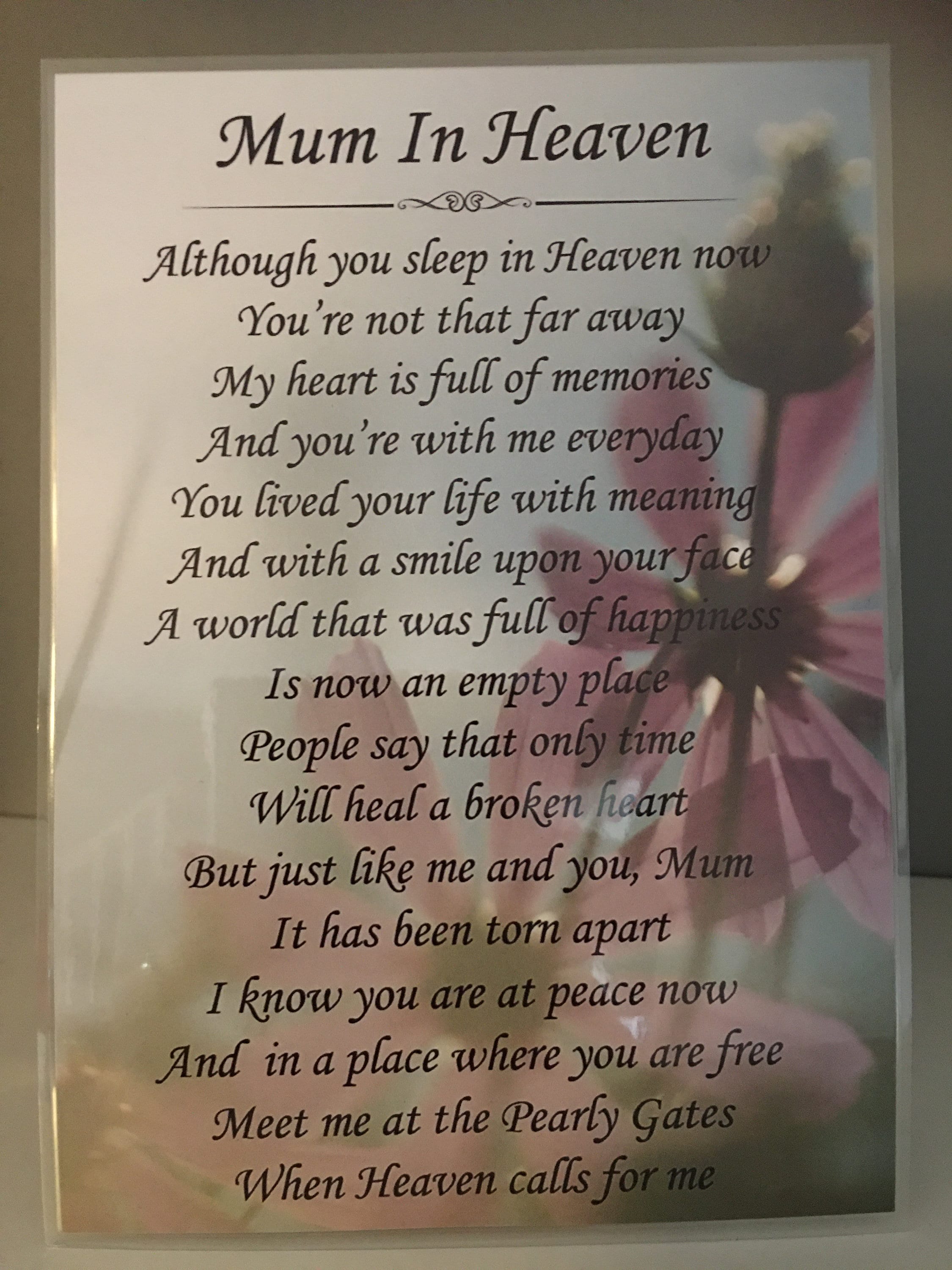 Mum In Heaven Grave Card 7 x 5 Etsy
