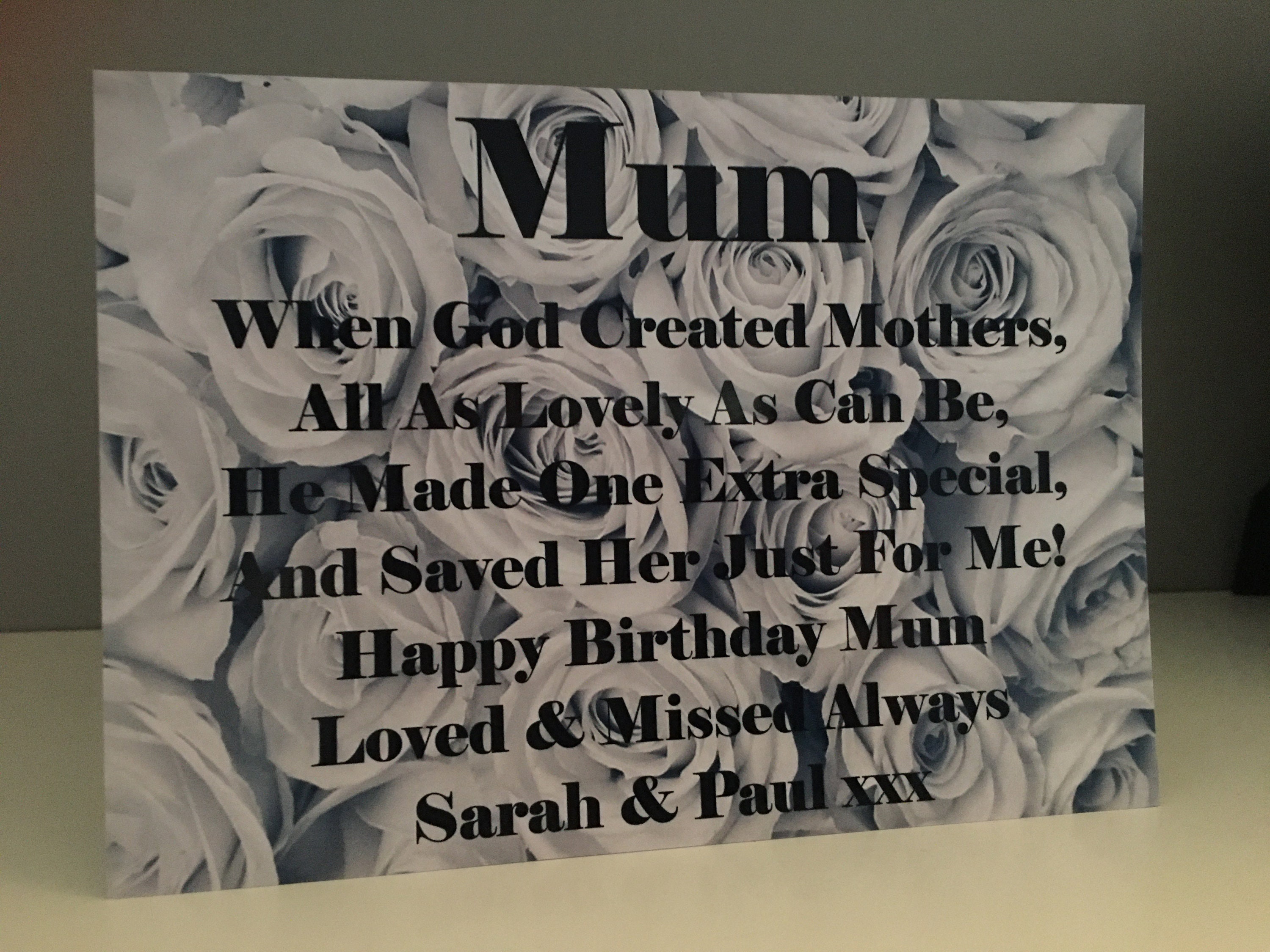 Personalised Laminated Grave Card White Roses Happy Birthday Etsy UK