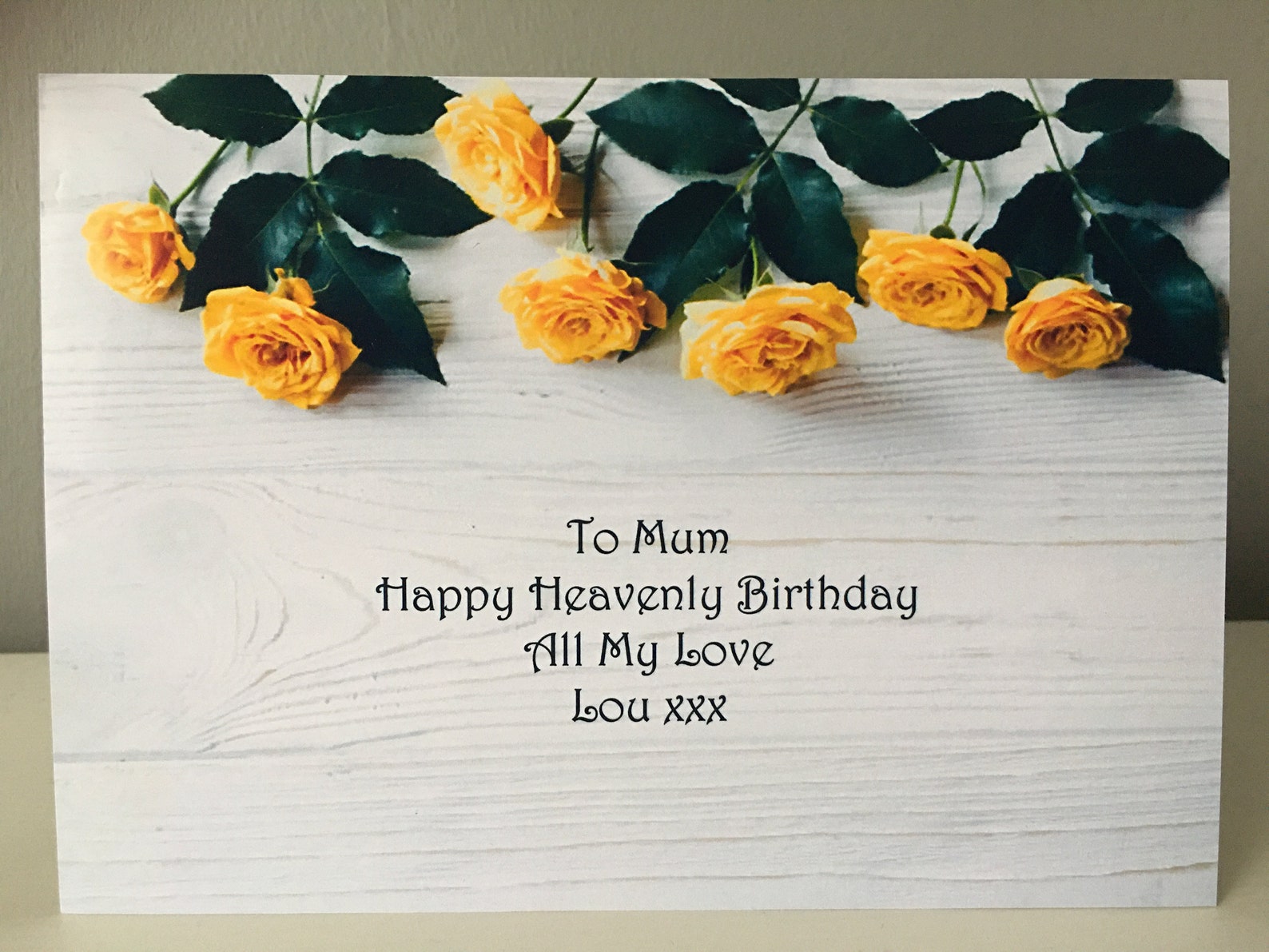 Personalised Happy Heavenly Birthday Mum Yellow Roses Etsy UK