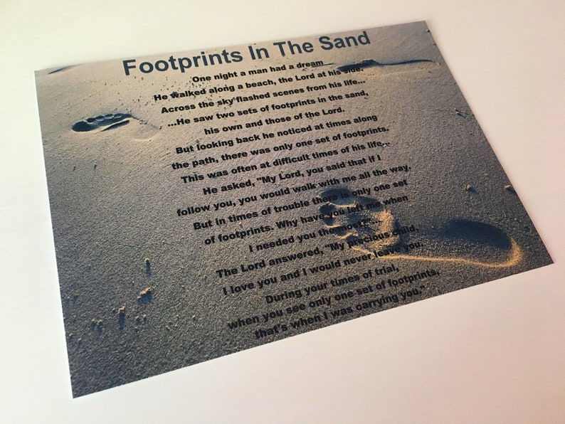 Footprints in the Sand 7 X 5 Laminated Grave Card Etsy