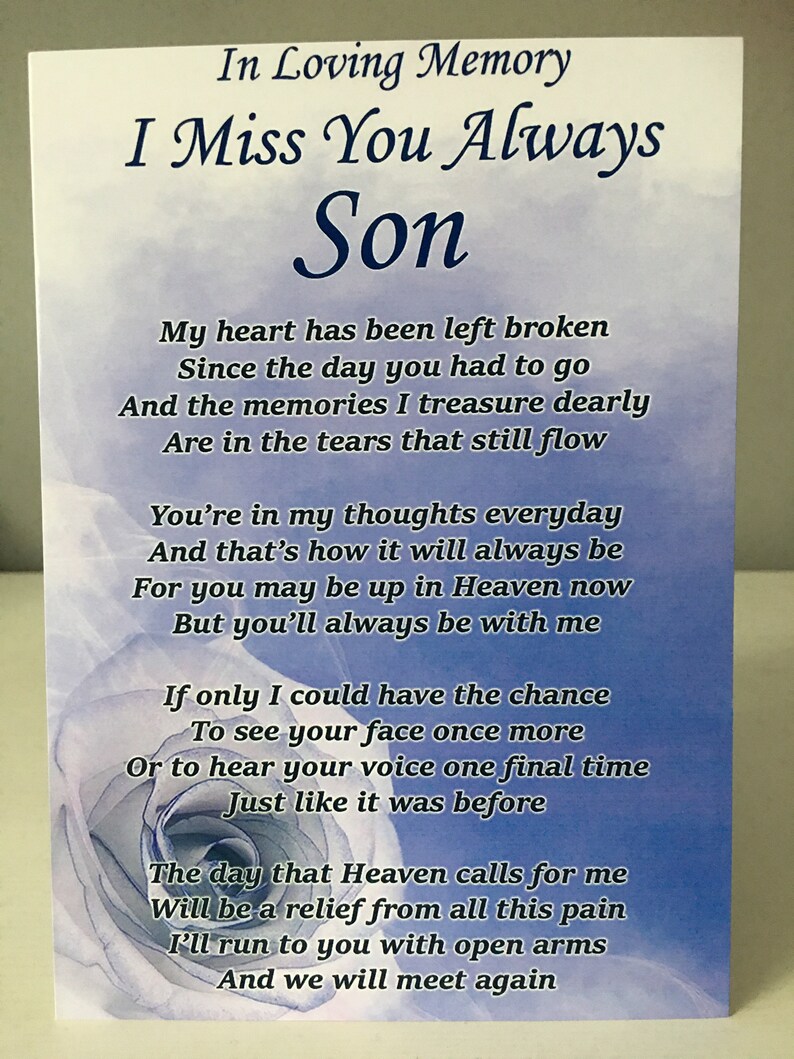 In Loving Memory I Miss You Always Son Laminated Grave Card Etsy UK