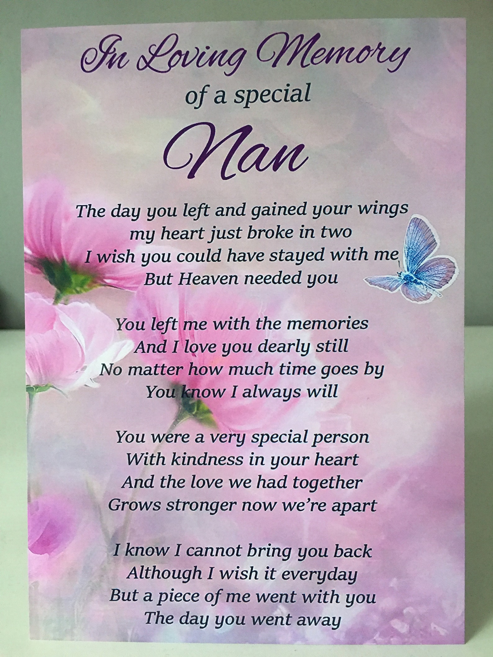 In Loving Memory of A Special Nan 7 X 5 Grave Card Etsy UK