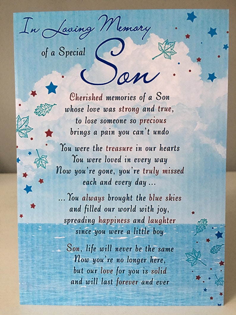 In Loving Memory of A Special Son Laminated Grave Card 7 Etsy UK