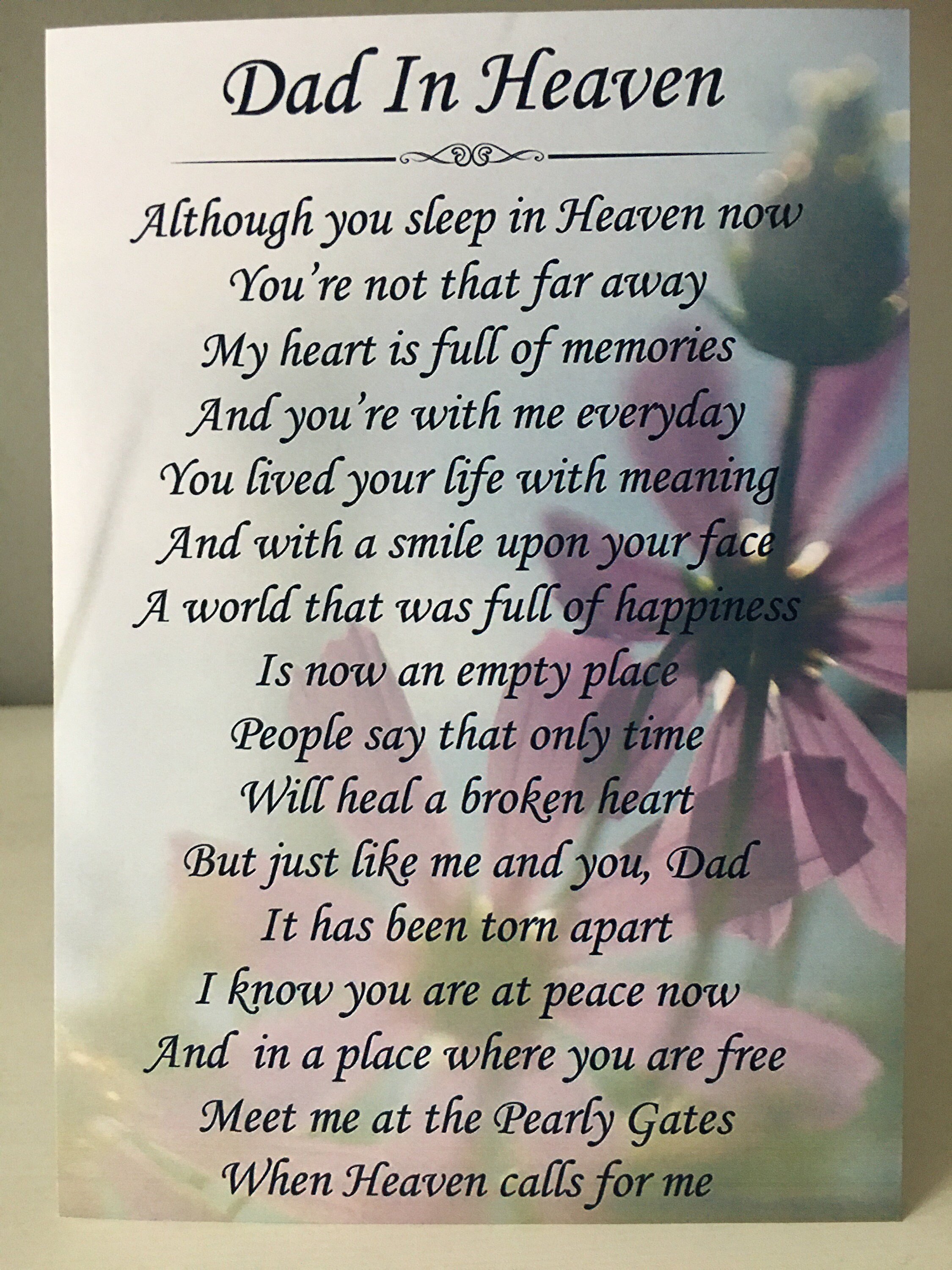 Dad In Heaven Laminated Grave Card 7 x 5 Etsy
