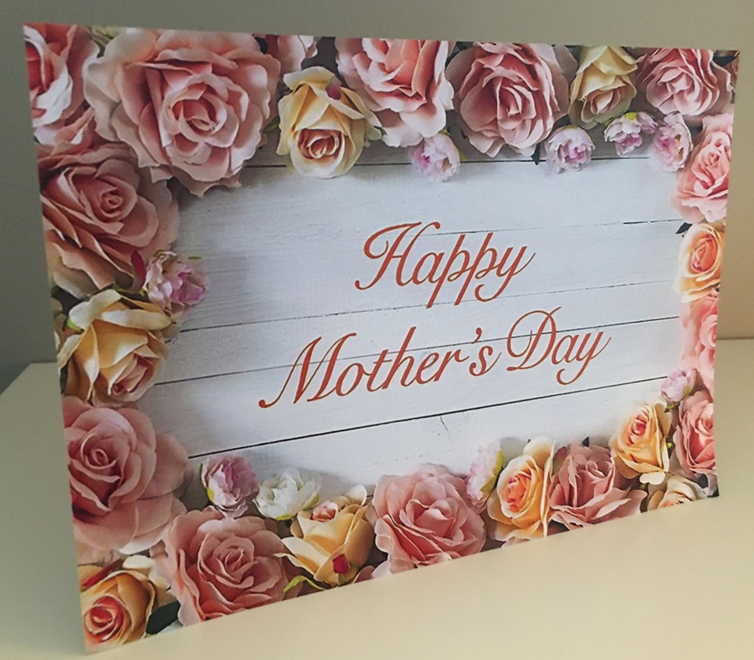 Laminated Grave Card Peach Roses for Mother's Day 7 Etsy UK
