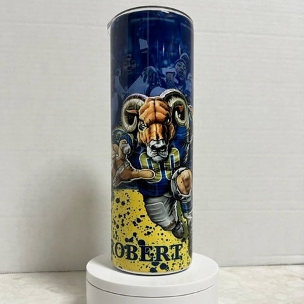 Gobelet personnalisé football LA Rams avec paille 20 oz cadeau pour lui cadeau fan entraîneur du Super Bowl 2022