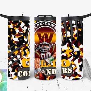 Personalized Washington Commanders Football Tumbler with Straw 20 oz skinny or 25oz HydroSport gift for him coach  sports fan birthday
