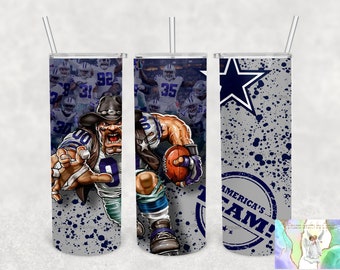 Personalisierte Dallas Cowboys Becher, 20 Unzen Skinny Tumbler mit Strohhalm