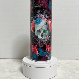 Skull with Roses Gothic Tumbler Skull Butterflies 20oz skinny tumbler with straw