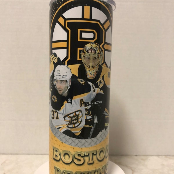 Boston Bruins Tumbler with straw, sublimated 20 oz skinny tumbler, gift for him, hockey coach gift