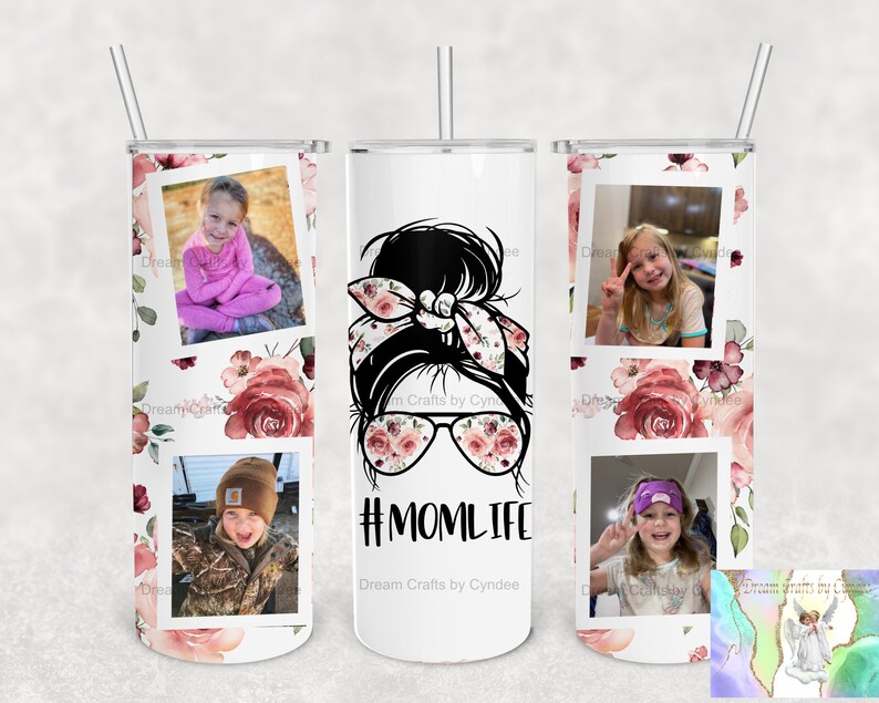 Personalized Tumbler Picture Custom Photo Tumbler Mom Personalized birthday gift for mom custom picture MomLife Black Hair