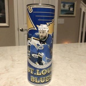 Gobelet St. Louis Blues avec paille, gobelet maigre sublimé de 20 oz, cadeau pour lui, cadeau d&#39;entraîneur de hockey