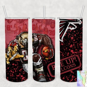 Atlanta Falken Fußballbecher mit Strohhalm Sublimiert 20 Unzen Skinny Tumbler Geschenk für ihn Trainer Sportfan Geburtstag