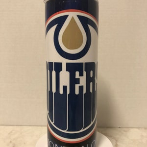 Edmonton Oilers Tumbler with Straw, Sublimated 20 oz skinny tumbler, Gift for him, hockey coach gift