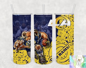 Gepersonaliseerde LA Rams-beker, 20 oz magere beker met rietje