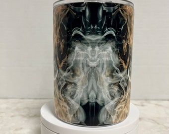 Smoke Effect Tumbler Lowball Swirl Tumbler Magical Fantasy Smokey Background Distressed Skulls 12oz with straw