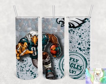 Gobelet de football personnalisé Philadelphia Eagles avec paille sublimée, 20 oz, anniversaire de fan de sport pour entraîneurs