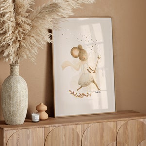 Pôster de quarto infantil, folha de ouro, decoração de parede de quarto de bebê, cor areia, pôster de animal, presente de maternidade, boho, decoração de quarto de bebê, presente de bebê