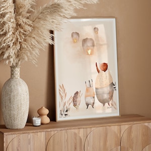 Kinderzimmerposter, Goldfolie, Wanddekoration Babyzimmer, Sandfarbe, Tierposter, Mutterschaftsgeschenk, Boho, Babyzimmerdekoration, Babygeschenk