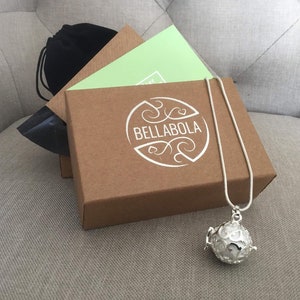 SILVER HARMONY LACE Necklace Kit - &#39;Mexican Bola&#39; - Chime Ball Pendent - Angel Caller -  A Lovely Pregnancy Gift - Add Personalised Message
