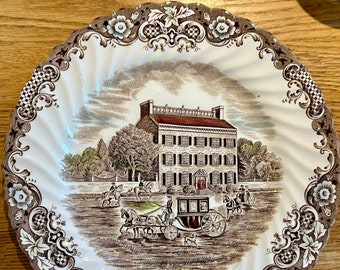 JOHNSON BROS HERITAGE Hall ‘Georgian Town House’ Vintage 10” Dinner Plates l Multicolour Ironstone l Made in England l Vintage Dinner Plate