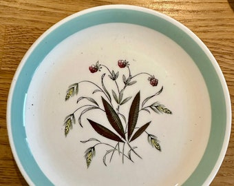 Assiettes latérales en poterie vintage MEAKIN HEDGEROW l Vaisselle rétro des années 1960 l Vert menthe et blanc l Vendues par paire