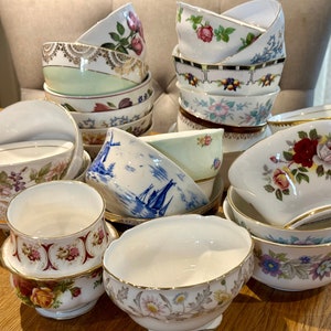 4/5/6 x PRETTY MISMATCHED VINTAGE Open Sugar Bowls l Mix & Match l Vintage Wedding l Crafting l Tea Party