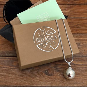 SILVER HARMONY BALL Necklace Kit - &#39;Mexican Bola&#39; - Chime Ball Pendent - Angel Caller -  Lovely Pregnancy Gift - Add Personalised Message