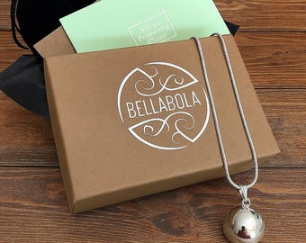 Kit de collar con bola de armonía de plata - 'Bola Mexicana' - Colgante con campana - Llamador de ángeles - Precioso regalo para embarazadas - Añadir mensaje personalizado