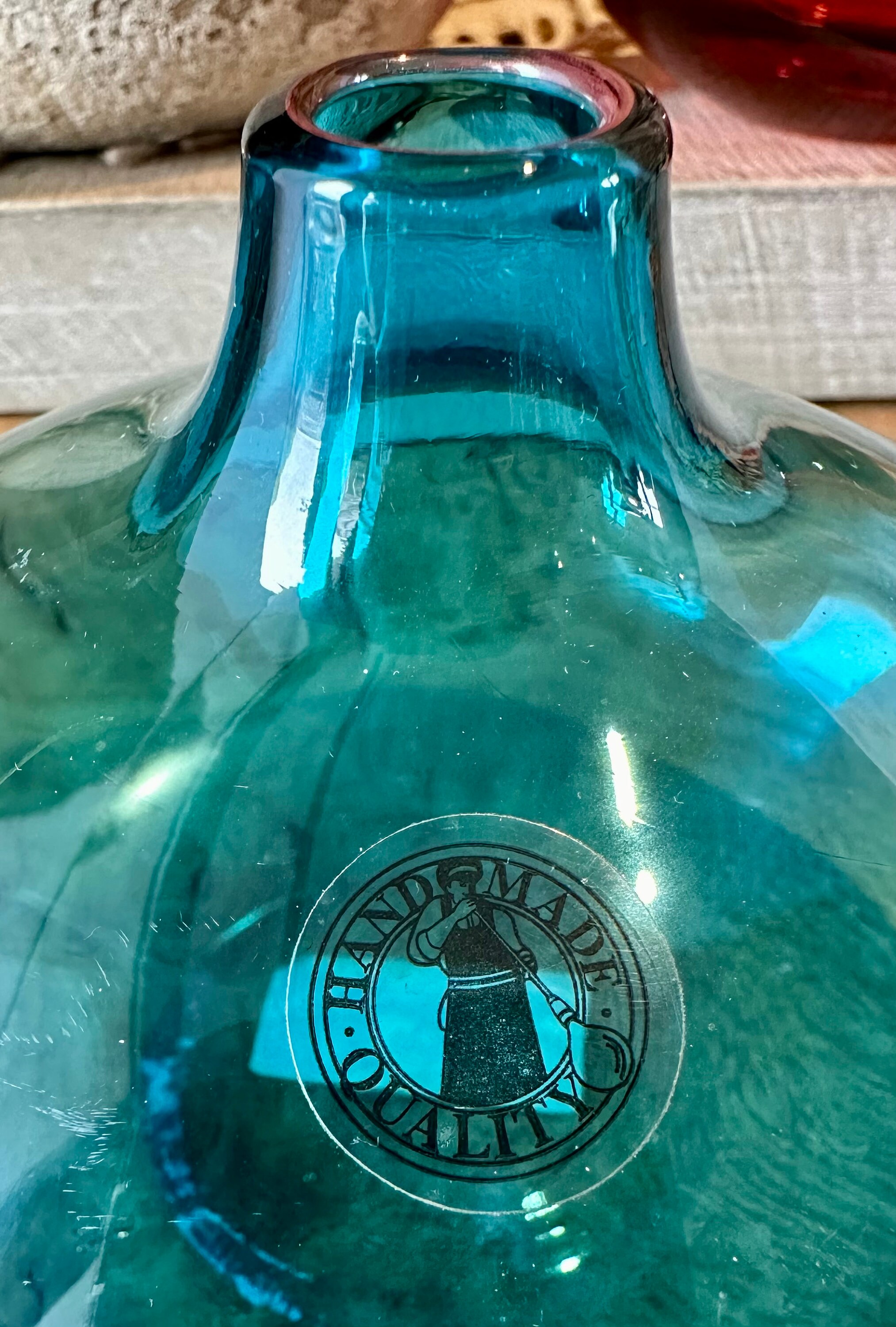 Ikea Salong L Mid Century Vibes L Blue and Red Hand Blown Glass